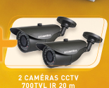 2 caméras CCTV 600TVL IR 20 m